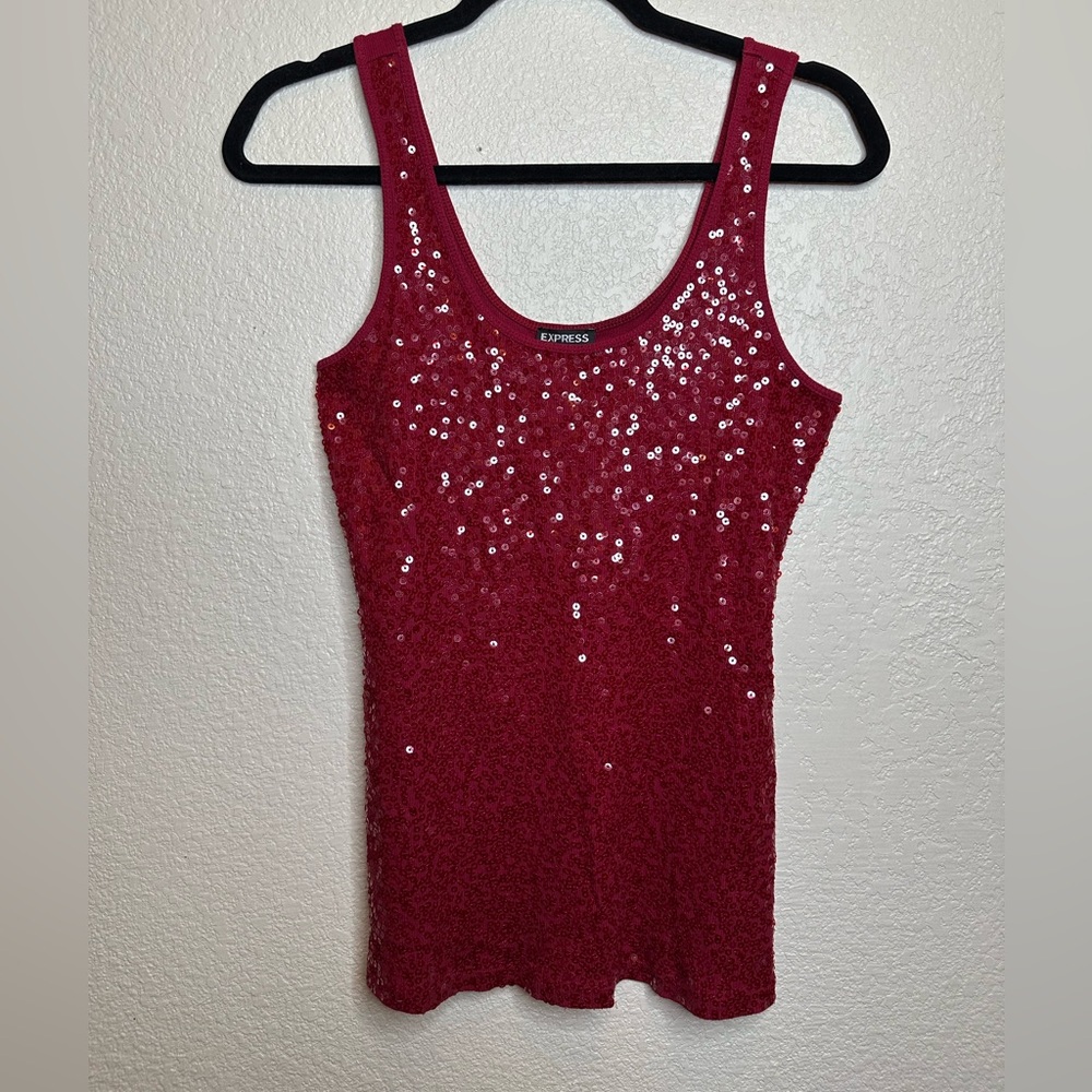 Express Red Sequin Women's Top
